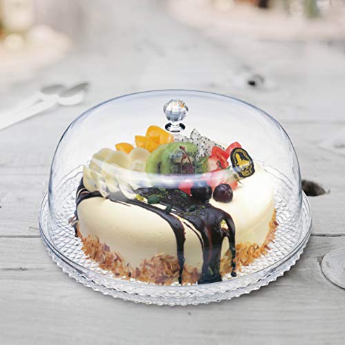 Amazing Abby - Kate - 12-Inch Acrylic Cake Plate with Dome, Plastic Cake Stand with Cover, Serving Platter with Lid, BPA-Free and Shatter-Proof, Perfect for Display, Party, Entertaining, and More