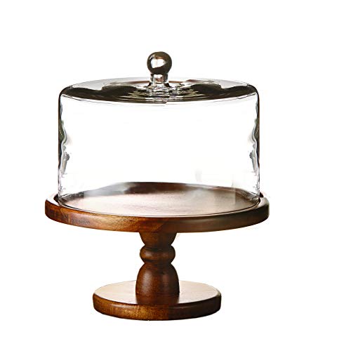 American Atelier Madera Pedestal Plate with Dome, Brown, 11.8x12.2