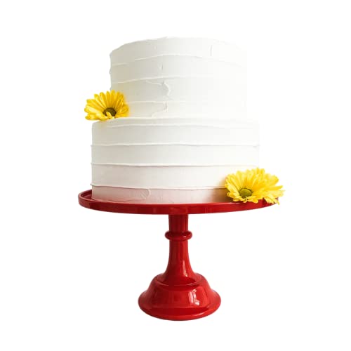 11" Red Plastic Cake Stand | Melamine Wedding Cake Stand | Christmas Cake Stand for Dessert Table | Serving Trays for Holiday Party & Brunch Decorations | Christmas Cake Plate by Sprinkles & Confetti