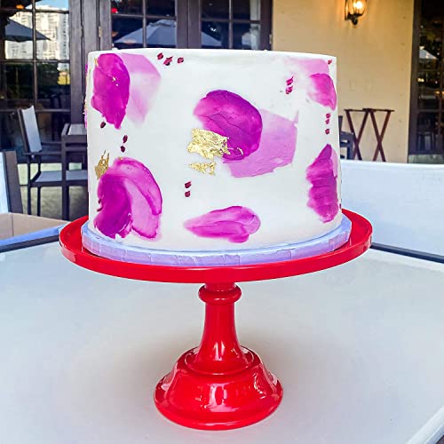 11" Red Plastic Cake Stand | Melamine Wedding Cake Stand | Christmas Cake Stand for Dessert Table | Serving Trays for Holiday Party & Brunch Decorations | Christmas Cake Plate by Sprinkles & Confetti