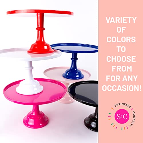 11" Red Plastic Cake Stand | Melamine Wedding Cake Stand | Christmas Cake Stand for Dessert Table | Serving Trays for Holiday Party & Brunch Decorations | Christmas Cake Plate by Sprinkles & Confetti