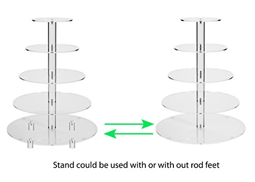 Jusalpha Large 5-Tier Acrylic Round Wedding Cake Stand/Cupcake Stand Tower/Dessert Stand/Pastry Serving Platter/Food Display Stand (5RF)
