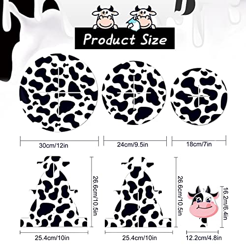 3 Tier Cow Print Cupcake Stand, Cow Print Party Decorations Cupcake Holder, Farm Theme Round Cardboard Cupcake Stand, Cow Decor for Baby Shower Birthday Party Supplies