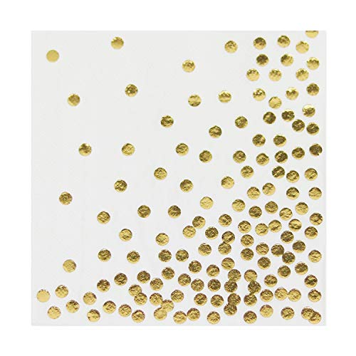 50 Pack Disposable Gold Foil Cocktail Napkins | Birthday Wedding Baby/Bridal Shower Celebration/Party/Event | Dessert/Cake table, 3-Ply, Unfolded 10" x 10", Folded 5" x 5"