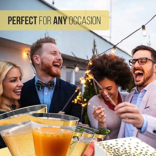 50 Pack Disposable Gold Foil Cocktail Napkins | Birthday Wedding Baby/Bridal Shower Celebration/Party/Event | Dessert/Cake table, 3-Ply, Unfolded 10" x 10", Folded 5" x 5"