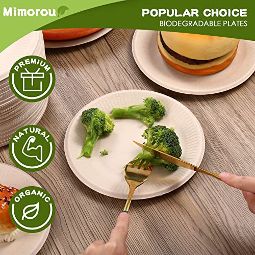 Mimorou 500 Counts 6 Inch Disposable Paper Plates Bulk Heavy Duty Sugarcane Brown Paper Plates Bulk Small Dessert Party Appetizer Cakes Restaurant Party Supplies