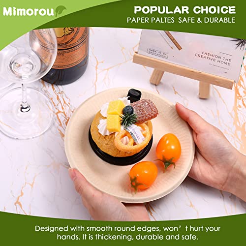 Mimorou 500 Counts 6 Inch Disposable Paper Plates Bulk Heavy Duty Sugarcane Brown Paper Plates Bulk Small Dessert Party Appetizer Cakes Restaurant Party Supplies