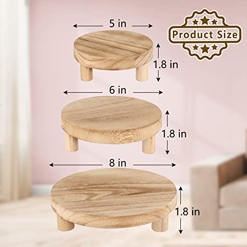 JKLIND 3PCS Wooden Display Riser for Display,Wood Riser for Decor,Wood Pedestal Stand for Home Decor and Organizer(Natural,8/6/5'')