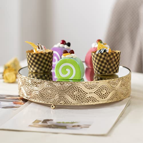 URANMOLE Cake Stand Round Metal Cake Stands Dessert Display Cupcake Stands, 18K Gold 038 Cake Stand - 10