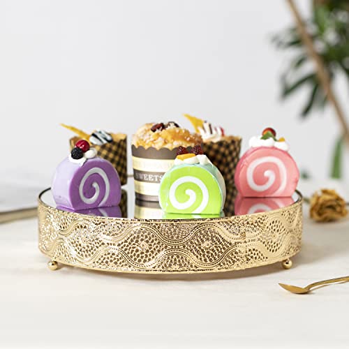 URANMOLE Cake Stand Round Metal Cake Stands Dessert Display Cupcake Stands, 18K Gold 038 Cake Stand - 10