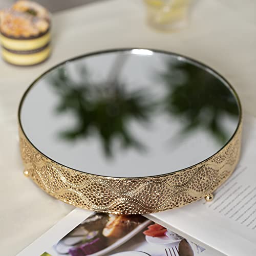 URANMOLE Cake Stand Round Metal Cake Stands Dessert Display Cupcake Stands, 18K Gold 038 Cake Stand - 10