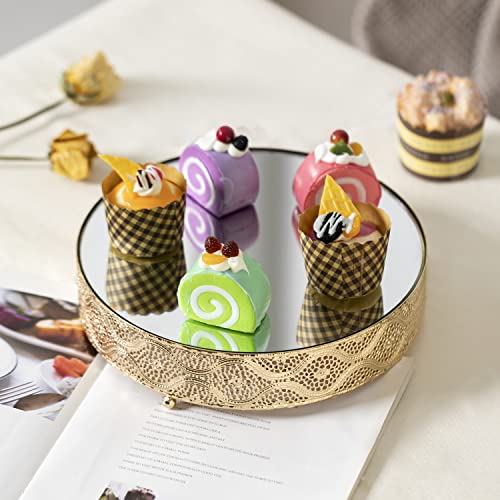 URANMOLE Cake Stand Round Metal Cake Stands Dessert Display Cupcake Stands, 18K Gold 038 Cake Stand - 10