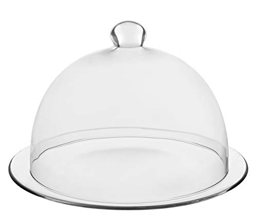Cake Dome with Plate - Glass - Perfect for Cake - Cookies - Fruit - Plate is 13" Diameter - Dome is 11" Diameter Made in Europe - by Barski