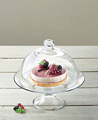 Footed Plate - with Dome - Glass - Perfect for Cake - Cookies - Fruit - Classic Clear - Plate is 13 " Diameter - Dome is 11" Diameter - Made in Europe - by Barski
