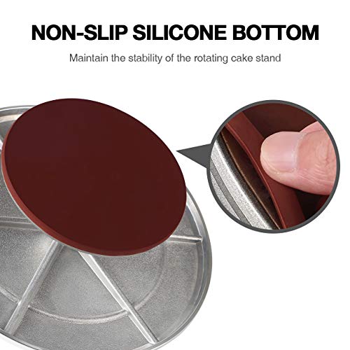 Puroma Aluminium Alloy Rotating Cake Turntable 12'' Revolving Cake Stand with Non-Slipping Silicone Bottom, Ideal Cake Decorating Supply for Cake Decorations, Pastries and Cupcakes