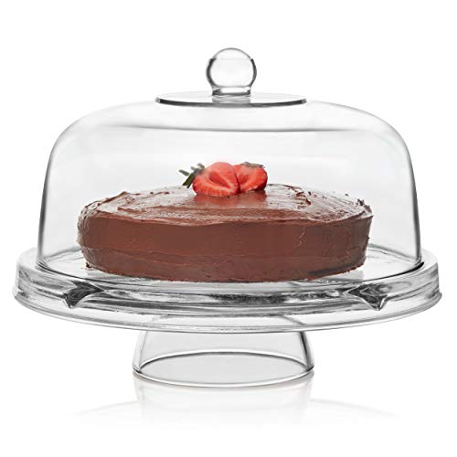 Libbey Selene 6-in-1 Multiuse Glass Server, Punch Bowl, Chip and Dip Bowl, Cake Stand