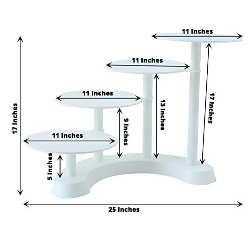 Efavormart 4-Tier Half Moon White Plastic Cake Dessert Stand, 4-Shelf Cupcake Display - 17" Tall