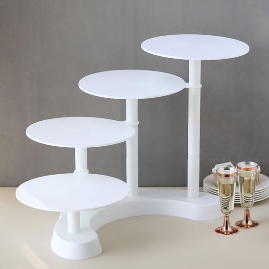 Efavormart 4-Tier Half Moon White Plastic Cake Dessert Stand, 4-Shelf Cupcake Display - 17" Tall