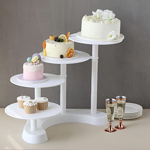 Efavormart 4-Tier Half Moon White Plastic Cake Dessert Stand, 4-Shelf Cupcake Display - 17" Tall