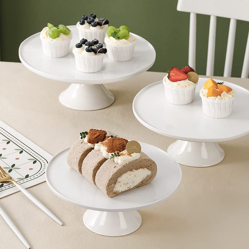 8.86-Inch Porcelain Cake Stand, Round Dessert Stand, Cake Stand for Dessert Table, White Round Ceramic Dessert Display Stands Cupcake Holder, Cupcake Stand for Wedding, Birthday Party, Baby Shower