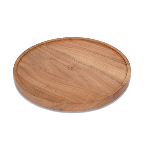 EDHAS Acacia Wood Cake Stand - Wooden Cake Stand Turntable for Table, Pantry, Fridge, Refrigerator, Countertop (12" x 12" x 2")