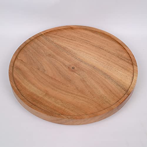EDHAS Acacia Wood Cake Stand - Wooden Cake Stand Turntable for Table, Pantry, Fridge, Refrigerator, Countertop (12" x 12" x 2")
