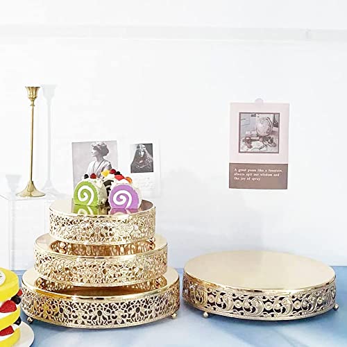 Cake Stand Set of 3 Metal Cupcake Stands Dessert Display Plate for Wedding Party Birthday. (Gold)