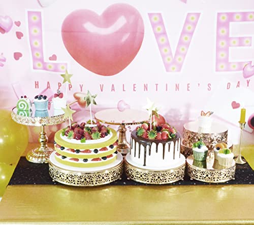Cake Stand Set of 3 Metal Cupcake Stands Dessert Display Plate for Wedding Party Birthday. (Gold)