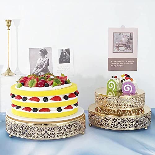 Cake Stand Set of 3 Metal Cupcake Stands Dessert Display Plate for Wedding Party Birthday. (Gold)