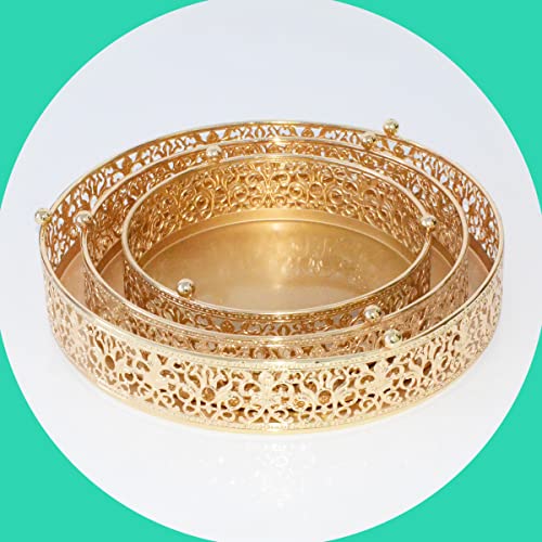 Cake Stand Set of 3 Metal Cupcake Stands Dessert Display Plate for Wedding Party Birthday. (Gold)