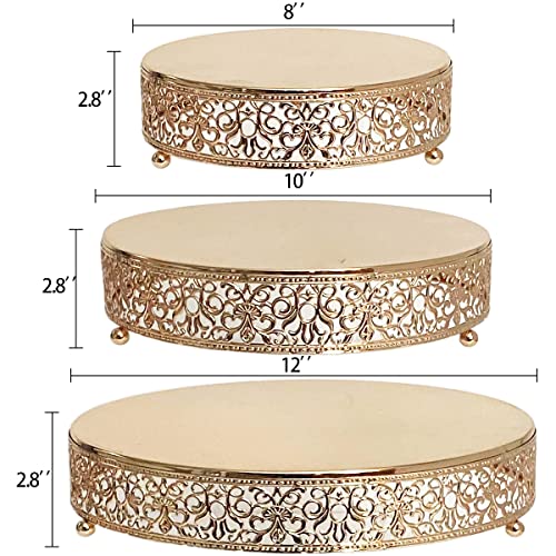 Cake Stand Set of 3 Metal Cupcake Stands Dessert Display Plate for Wedding Party Birthday. (Gold)