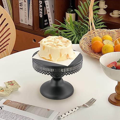3-Set Cake Stand Round Cake Stands for Halloween Decorations Wedding Event Birthday Party Baby Shower (Black)