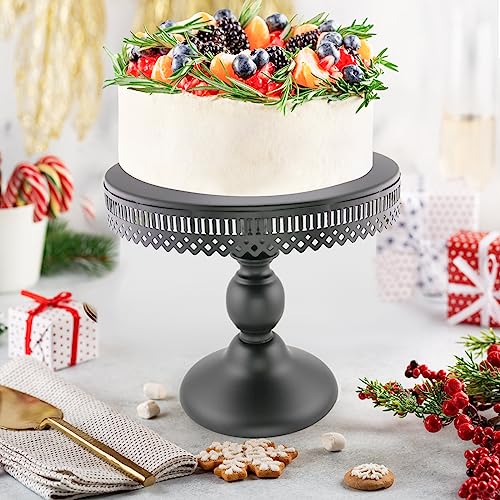 3-Set Cake Stand Round Cake Stands for Halloween Decorations Wedding Event Birthday Party Baby Shower (Black)