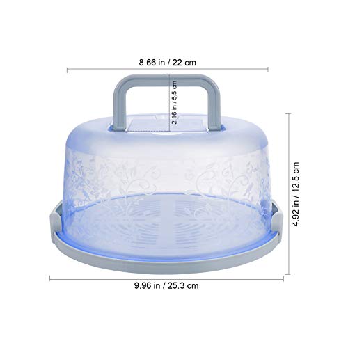 DOITOOL Plastic Cake Carrier with Collapsible Handle for 8inch Cake, Portable Round Cake Container for Transport, Cake Keeper with Cover and Latch for Cakes, Pies, Cupcakes, Muffins Dessert (Blue)