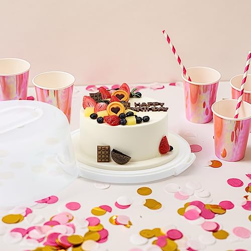 DZ CLAN Cake Carrier with Lid and Handle, Round Cupcake Holder with Lid, Cake Container Set of 2 (10+8 inches),10" Round Cake Container Holder with Cover