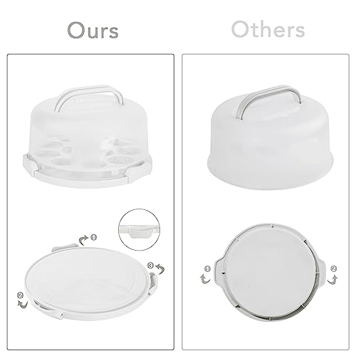 DZ CLAN Cake Carrier with Lid and Handle, Round Cupcake Holder with Lid, Cake Container Set of 2 (10+8 inches),10" Round Cake Container Holder with Cover