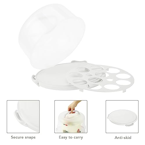 DZ CLAN Cake Carrier with Lid and Handle, Round Cupcake Holder with Lid, Cake Container Set of 2 (10+8 inches),10" Round Cake Container Holder with Cover