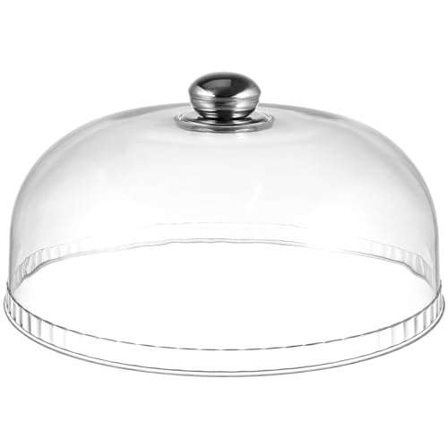 Ipetboom Cake Stand Cover Food Plate Lid Clear Cloche Bell Cover Cake Dome Round Display Cake Plate Serving Platter Punch Bowl Food Tent Dessert Pastry Cover for Home Kitchen 26x11cm