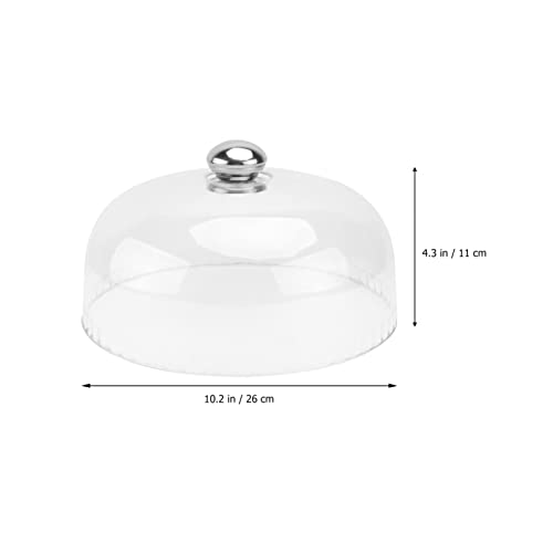 Ipetboom Cake Stand Cover Food Plate Lid Clear Cloche Bell Cover Cake Dome Round Display Cake Plate Serving Platter Punch Bowl Food Tent Dessert Pastry Cover for Home Kitchen 26x11cm