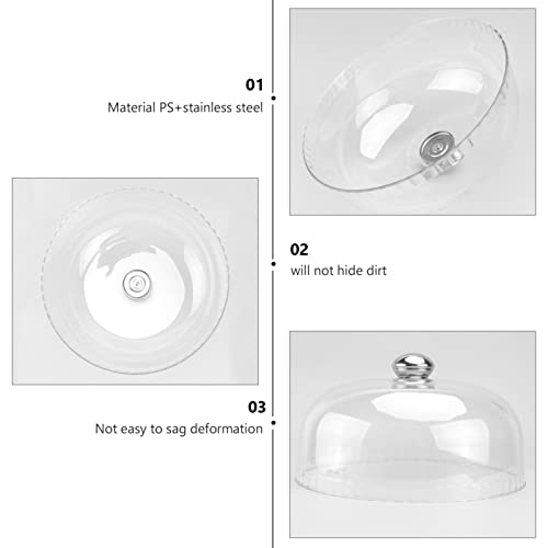 Ipetboom Cake Stand Cover Food Plate Lid Clear Cloche Bell Cover Cake Dome Round Display Cake Plate Serving Platter Punch Bowl Food Tent Dessert Pastry Cover for Home Kitchen 26x11cm