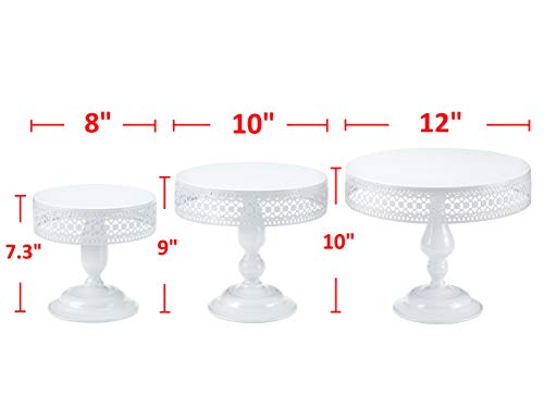 Hotity 3 Pieces Cake Stand Set Round Cake Stands Metal Display Cupcake Stands for Dessert, White