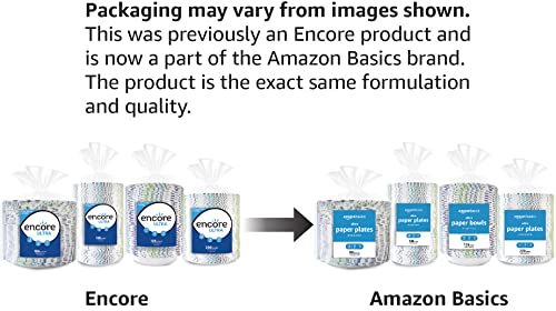 Amazon Basics Ultra Paper Plates, 6.87 Inch, Disposable, 600 Count, 2 pack of 300 count, (Previously Encore)