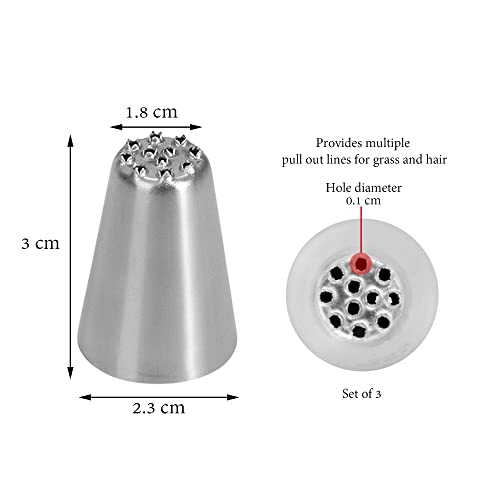 Skypia 3PCS Stainless Steel Grass Icing Nozzles Set Christmas Cupcake Mousse Cake Decorating Tips Piping Nozzles DIY Baking Tools (Multiple)