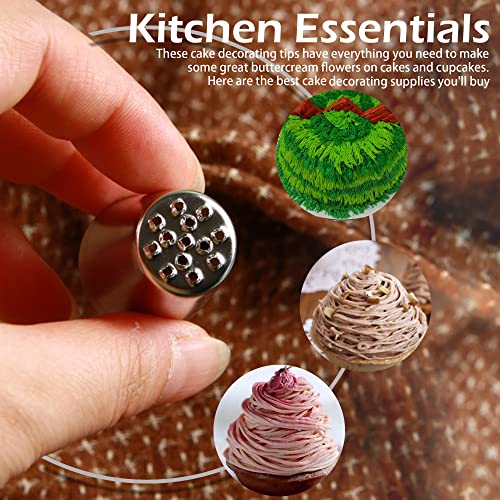 Skypia 3PCS Stainless Steel Grass Icing Nozzles Set Christmas Cupcake Mousse Cake Decorating Tips Piping Nozzles DIY Baking Tools (Multiple)