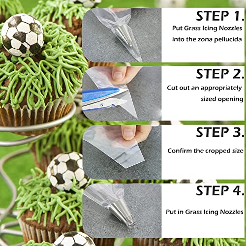 Skypia 3PCS Stainless Steel Grass Icing Nozzles Set Christmas Cupcake Mousse Cake Decorating Tips Piping Nozzles DIY Baking Tools (Multiple)