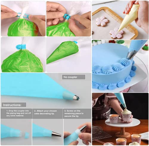 GZMAISULEE Piping Bags and Tips Set for Beginners, Cake Decorating Supplies Kit for Baking with Pastry Bags and Tips, Icing Tips, Couplers,Silicone Ties