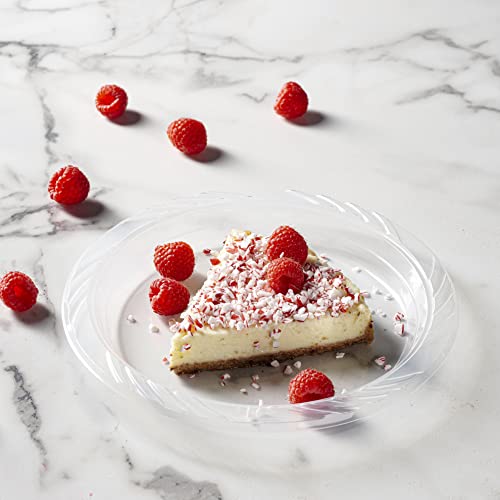 Munfix 6 Inch Clear Plastic Plates 200 Bulk Pack - Disposable Cake Plates for Dessert & Appetizers, BBQ, Party, Travel and Events, Microwavable Recyclable