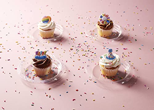 Munfix 6 Inch Clear Plastic Plates 200 Bulk Pack - Disposable Cake Plates for Dessert & Appetizers, BBQ, Party, Travel and Events, Microwavable Recyclable
