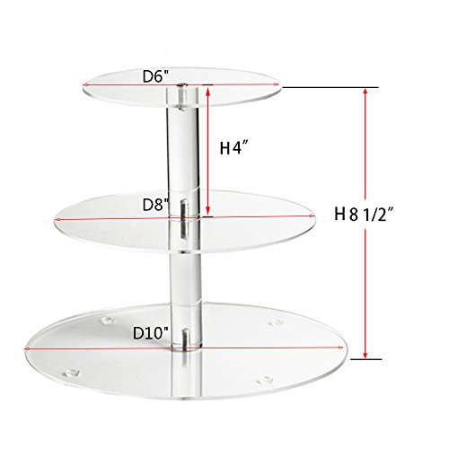 Acrylic Cupcake Stand, Clear Dessert Display Hoder Stand with Base for Wedding, Party, Baby Shower, Get-Together, 3 Tier Round, Transparent