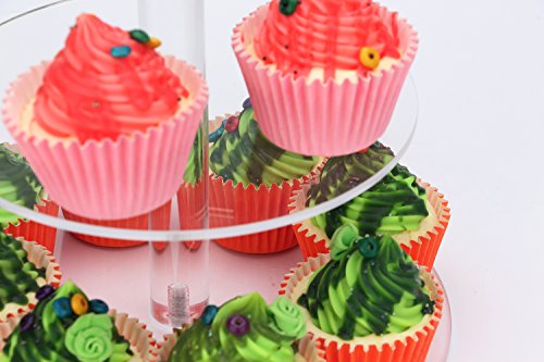 Acrylic Cupcake Stand, Clear Dessert Display Hoder Stand with Base for Wedding, Party, Baby Shower, Get-Together, 3 Tier Round, Transparent